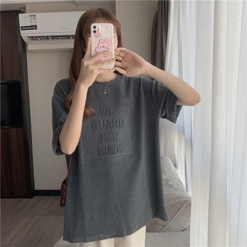 Bump letter mid-length T-shirt 2021 summer new loose all-match bottoming shirt womens short-sleeved shirt