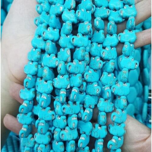 Natural Stone Turquoise Loose Beads The Elephant Shape Loose Beads Strand Fashion Jewelry Womens Accessories 10X14MM 15.5inch