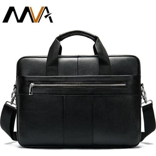 MVA Leather Briefcases for Men Laptop Bag for Men Messenger 14-inch Laptops Briefcases Shoulder Totes Bags Computer Satchels
