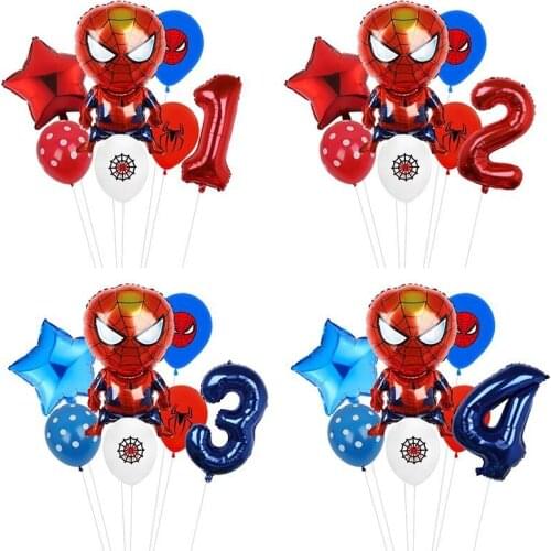 7pcs Marvel Spiderman Aluminum Foil Balloon Set 32inch Number Birthday Party Balloons Kids Birthday Decor Baby Shower Globos