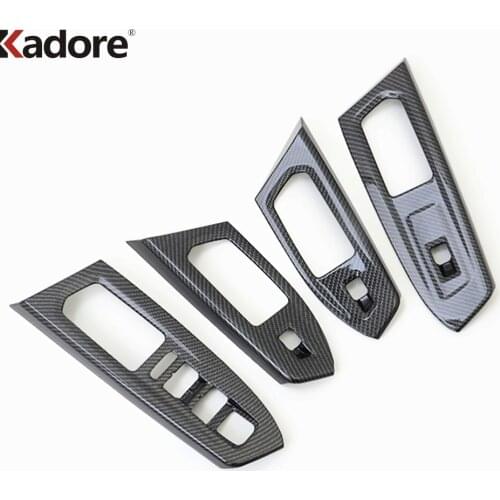 For Volkswagen For VW Teramont Atlas 2017 2018 2019 2020 Carbon Fiber Car Interior Window Lift Switch Panel Cover Trim Sticker