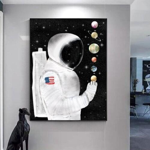 Wall Art Canvas Painting Balloon Planet Astronaut Fantasy Abstract Nordic Posters And Prints Wall Pictures For Living Room Decor