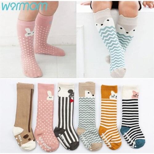 Warmom 0-4 Years Mid-calf Length Sock Pure Cotton Children Socks Printed Cartoon Pattern Fashion Stripe Socks Girls Boys Socks
