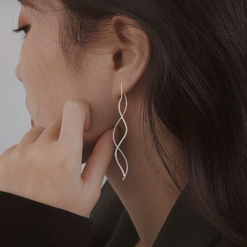 2021 New Fashion Dangle Hanging Long Drop Earrings Ear Line for Women Simple Snake Chain Twisted Tassel Earrings Jewelry