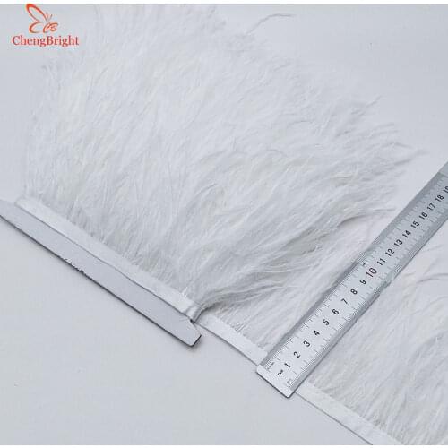 Wholesale Beatiful 10Yards 10-15cm White Ostrich Feather Ribbon Ostrich Feathers Trim Fringe Clothing Decoration plume Trim Diy