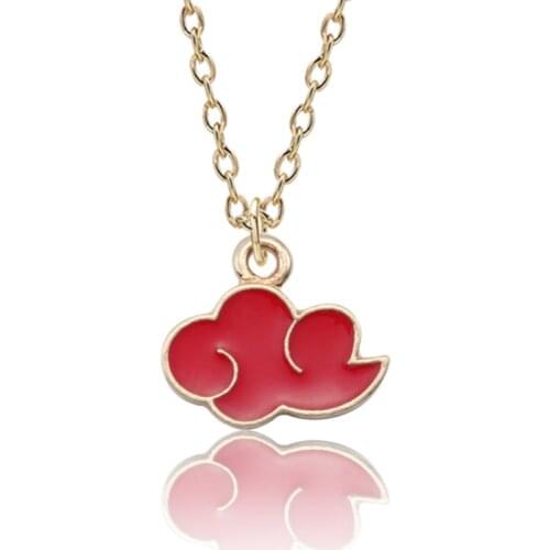 Japanese Anime Red Cloud Pendant Necklace for Women Accessories Cosplay Konoha Ninja Village Akatsuki Itachi Men Chain Jewelry