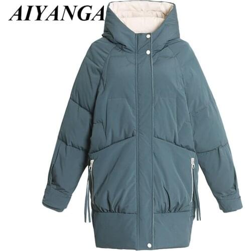 Autumn Winter 2021 Oversized Casual Hooded Parkas Women Korean Fashion Thick Coats Women Zip Up Cotton Padded Jackets Female