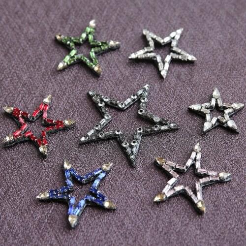 Handmade Beaded Glass Rhinestone Star Embroidery Patches for Clothing Sew on Clothes Bag Shoe Applique Badge Apparel Accessories