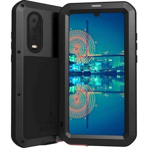 LOVEMEI Luxury Dirt-resistant Anti-knock Metal Aluminum Case Cover with Gorilla Glass for Huawei P30 Heavy Duty Protection Case