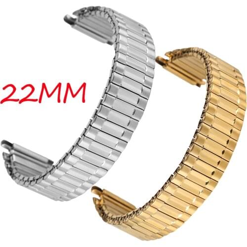 22MM Silver/Golden Stainless Steel Watch Strap Adjustable Watches Band Bracelet Stretchable Length None Buckle Wristwatch Strap