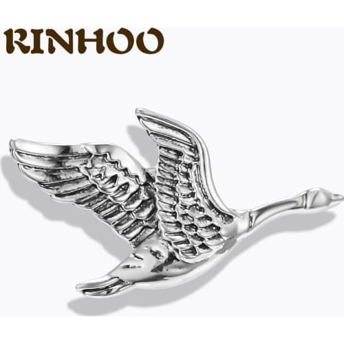 RINHOO Antique Silver Feather Goose Bird Brooches For Women Cute Animal Wild Goose Brooch Pin for Girl Corsage Accessories