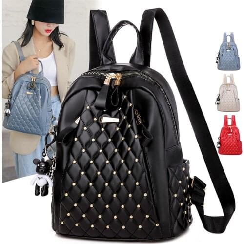 High Quality Leather Women Backpack Casual School Bags for Teenage Girls 2021 Multifunction Travel Backpacks Designer Sac A Dos