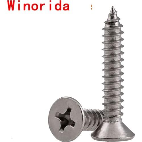 GB846 304 Stainless Steel Countersunk Self-tapping Screw/Cross Groove Flat Head Self-tapping Wood Screw M1-m2 50PCS
