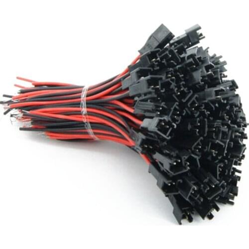 Male / Female Connected 2.54mm Cable Connector Plug Head Red/ Black SM 2-Pin 2P Wires 24AWG