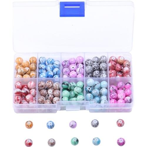 8mm glass beads ball beads high temperature paint do not fade 10 color one box DIY jewelry accessories