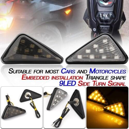 Led Motorcycle Turning Signals Light Smoke Triangle Flush Mount Waterproof Easy Installation Turn Signal
