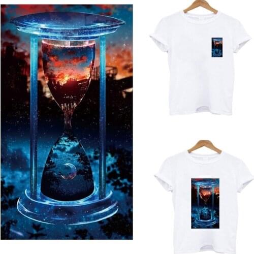 Iron-on transfers for clothing Time funnel stripes iron on patches Appliques on clothes transfer fusible clothing custom patch