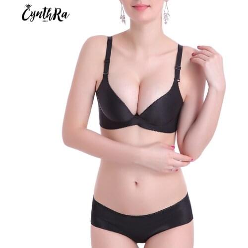 CYNTHRA Crop Top Wireless Breathable Push Up Bra Seamless Bra Underwear Set Brassiere Sexy Bralette Women Plus Size Lingerie