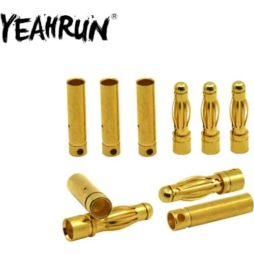 YEAHRUN 4.0mm RC Battery Motor ESC Gold-plated Male & Female Bullet Banana Plug Connector Set For RC Crawler Car Parts