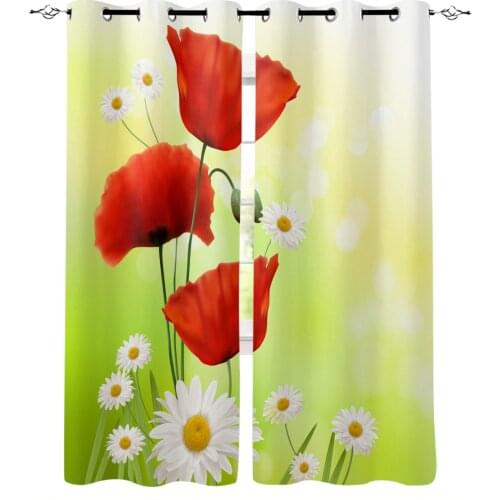 Poppy Flower Daisy Curtains For Living Room Bedroom Window Treatment Blinds Finished Drapes Kitchen Curtains