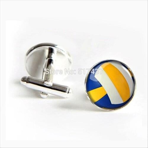 2017 wholesale Volleyball Cufflinks Volleyball Cuff link Playing Volleyball Cuff links Shirt Cufflinks Women