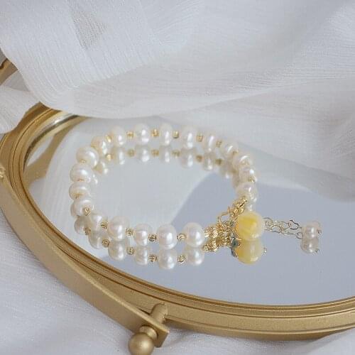 French Retro Fine Jewelry Freshwater Pearls Luxury Bracelates for Woman Simple and High Quality Daily Bracelet Gift Bracelet