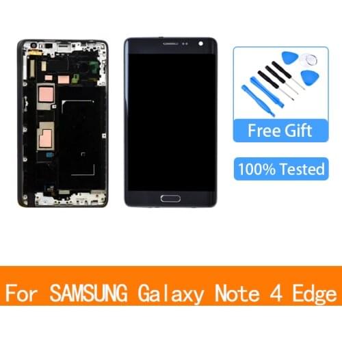 SUPER AMOLED For SAMSUNG Galaxy Note 4 Edge lcd N915 N915FD N915F LCD touch screen Digitizer Assembly with Framerepair parts