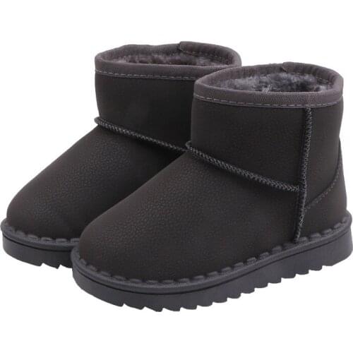 SKOEX Boys Girls Snow Boots Winter Warm Kids Ankle Booties Plush Lined Slip-on Outdoor Waterproof Childrens Rainboots 25-36