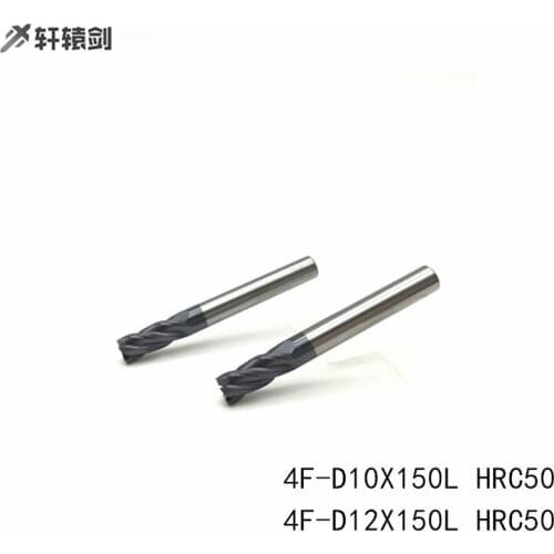 1 pc Fresa de extremo 10mm 12mm HRC50 CNC herramienta de corte para fresado extralargo 150mm fresas de carburo