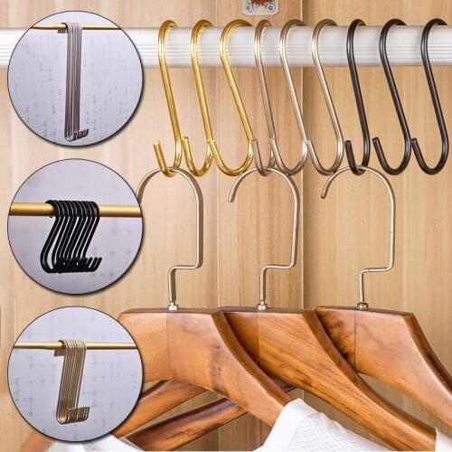 1pc Metal S-Shape Hook Kitchen Bedroom Multi-function Railing S Hanger Hook Clasp Holder Hooks Hanging Storage Tools Multi Size