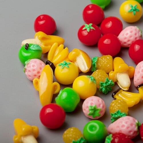 10 pcs apple lemon pumpkin banana tomato/doll house/miniatures fruit/cute/fairy garden gnome/moss terrarium decor/model/figurine