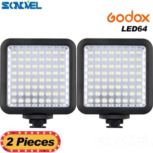2PCS Godox LED64 LED Video Light for DSLR Camera Camcorder mini DVR as Fill Light for Wedding News Interview Macro photography