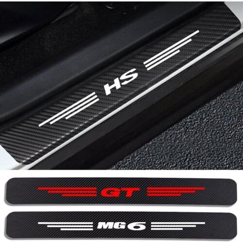 4pcs Carbon Fiber Car Door Sill Protector Sticker Decal For MG ZS HS MG3 MG5 EV TF ZT-T MG6 MG7 GT HECTOR car Accessories