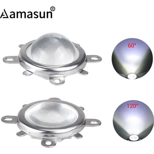 44mm Optical Glass LED Lens 60 120 Degree Reflector Collimator Fixed Bracket for High Power COB LED Chip Beads Matrix Lamp Cover