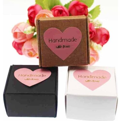 50pcs kraft/white/black velvet sponge inside ring packing box with self seal sticker label for gifts / ring products decorative