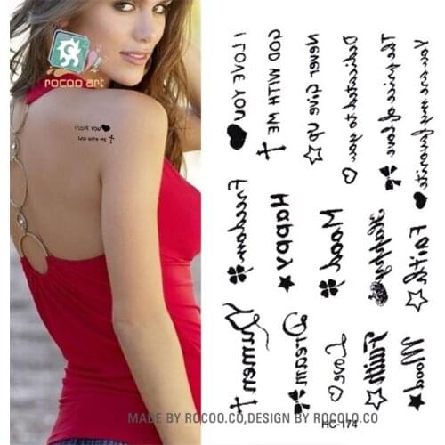 Body Art Sex Products waterproof temporary tattoos paper for men women simple letter design flash tattoo sticker HC1174