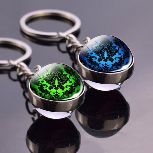 Mandala Pattern Glass Ball Keychains Fashion Mandala Mystic Design Glass Jewelry Pendants Keyrings Creative Handmake Gifts