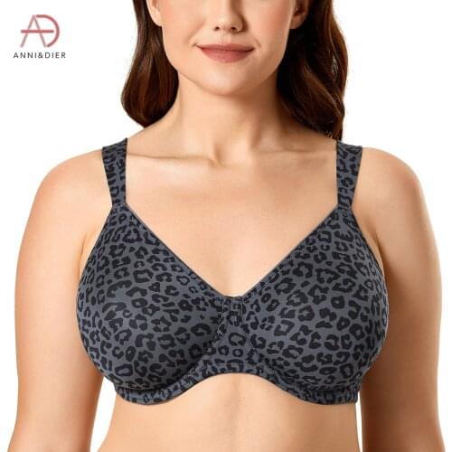 Womens Leopard Minimizer Underwire Full Coverage Unlined Plus Size Bra