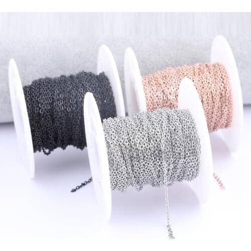 10meters/Roll Stainless Steel Black Rose Gold Link Chains For Jewelry Making Diy Pendant Necklace Accessories