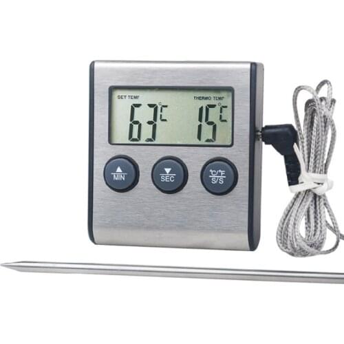 Digital Kitchen Thermometer LCD Display Long Probe Alarm for Grill Oven Food W0YD