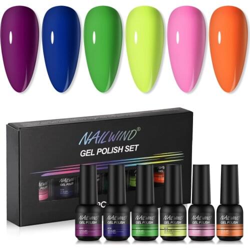 NAILWIND Gel Polish 6Pcs/Set Hybrid Semi Permanent UV LED Base Top Coat Nail Gel For Nail Art Manicure Kit Gel Polish