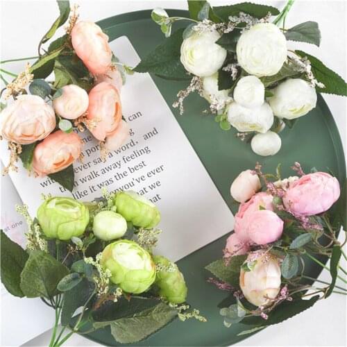 Artificial Silk Flowers For Home Decoration Wedding Bouquet For Bride High Quality Fake Flower Faux Living Room