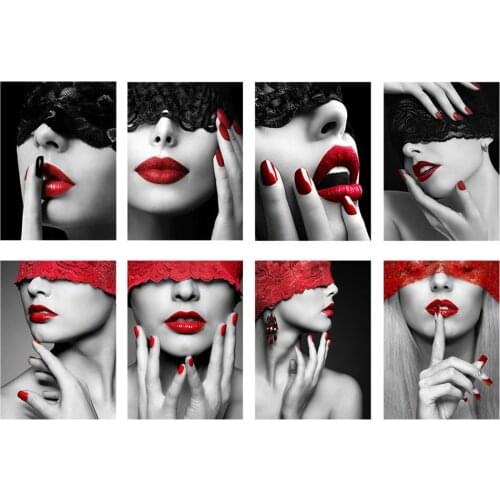 Sexy woman with veil red lips full Square Round Drill 5D DIY Diamond Painting Diamond Embroidery Diamond Mosaic Cross Stitch