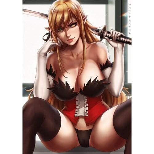 Sexy Lady Woman Vampire Warrior Canvas Paintings Custom Print Japanese Anime Video Game Posters Wall Art Pictures for Bedroom