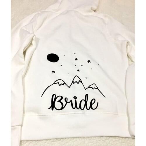 Back print Country Bride Rustic Wedding Mountain graphic cute women fashion pure cotton hoodies bachelorette party vintage tops