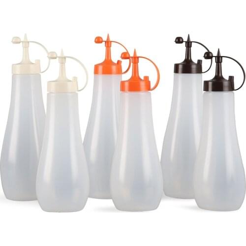 Multifunctional Squeeze Condiment Bottles With On Cap Lids Ketchup Mustard Hot Sauces Olive Oil Bottles Kitchen Accessories