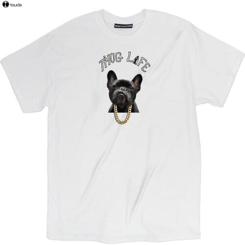 MenS T-Shirt 2019 Newest Funny Thug Life French Bulldog Mean Muggin Loose T-Shirt Base Shirt