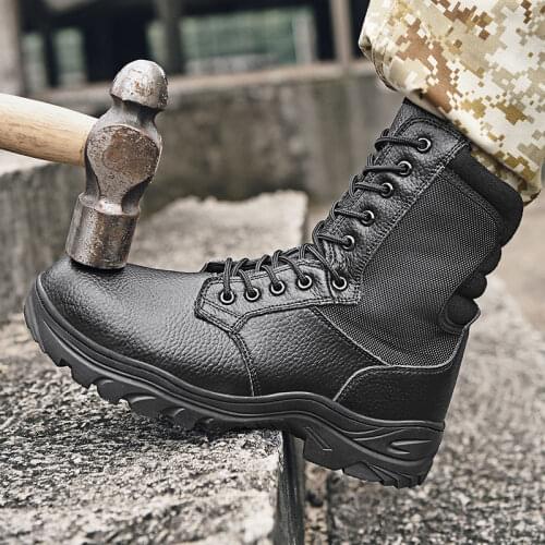 2020 Mens Military Boot High Quality Genuine Leather Combat boots Outdoor Male Work Safety Shoes Non-slip Desert Tactical Boots