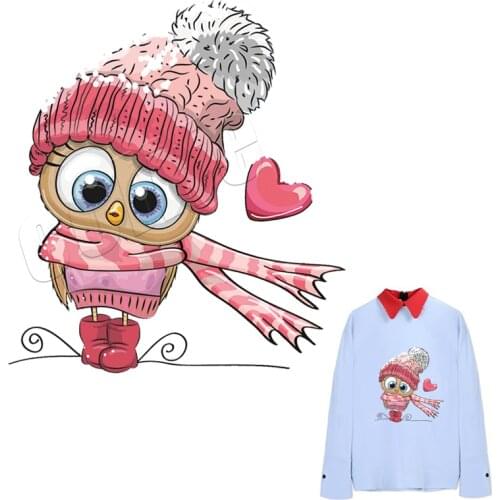 Owls With Hat Patches Iron On Stickers Diy Accessory New Washable Clothes Decoration Print On T-Shirt Iron On Patch Iron On