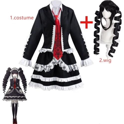 Anime Danganronpa Celestia Ludenberg Full Cosplay Costume Yasuhiro Taeko Cosplay Wig